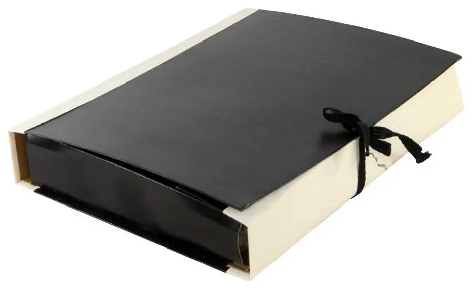 Архивная папка А4, 50 мм, бумвинил/коленкор, 4 завязки, черная