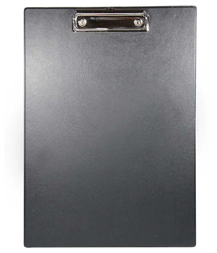Папка-планшет без крышки, ПВХ А4 с металлическим зажимом (с вытягивающимся подвесом) черный