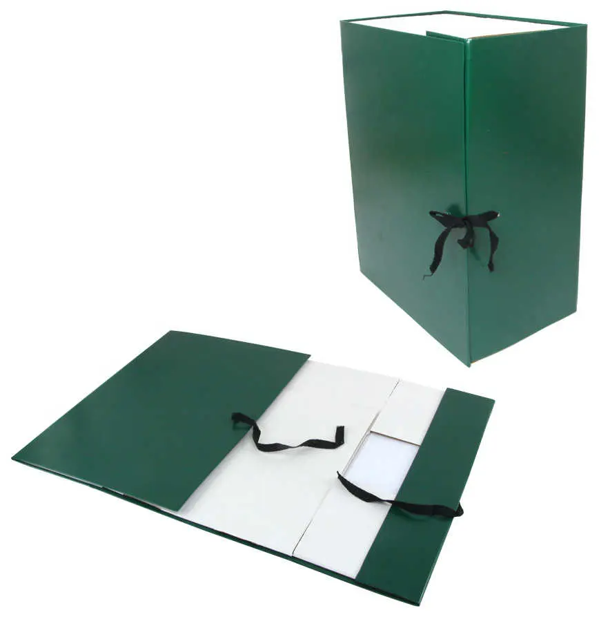 Архивный короб А4, 150 мм, бумвинил, складывающийся, зеленый