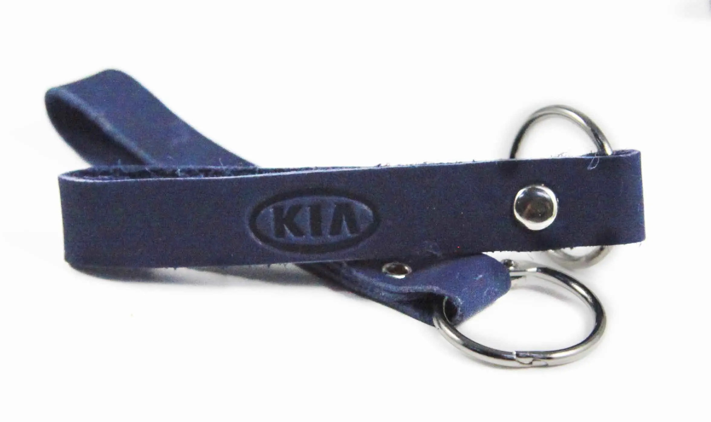 Брелок для ключей из натуральной кожи, синий, тиснение по коже конгрев "KIA"