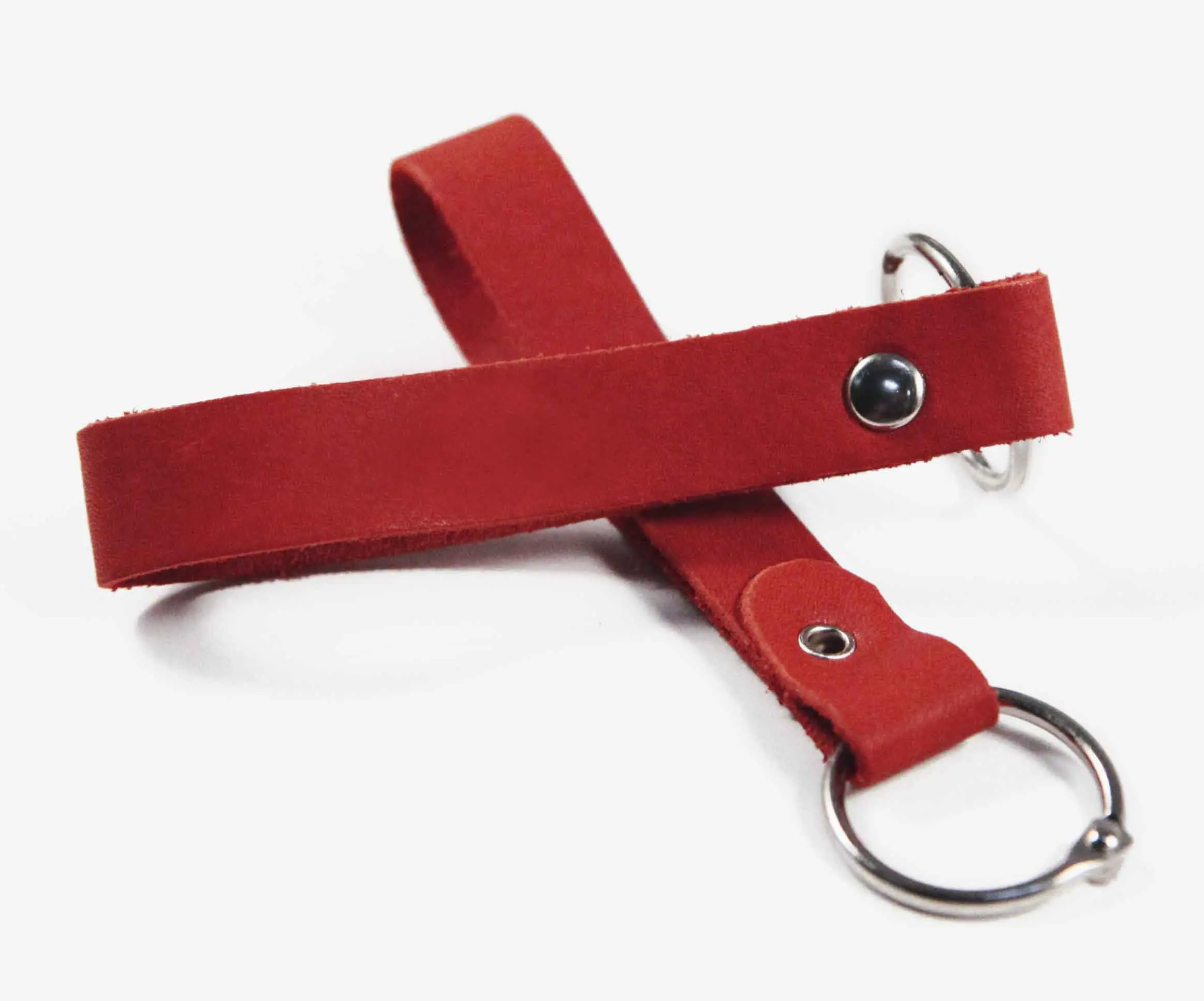 Брелок для ключей из натуральной кожи, красный, без тиснения