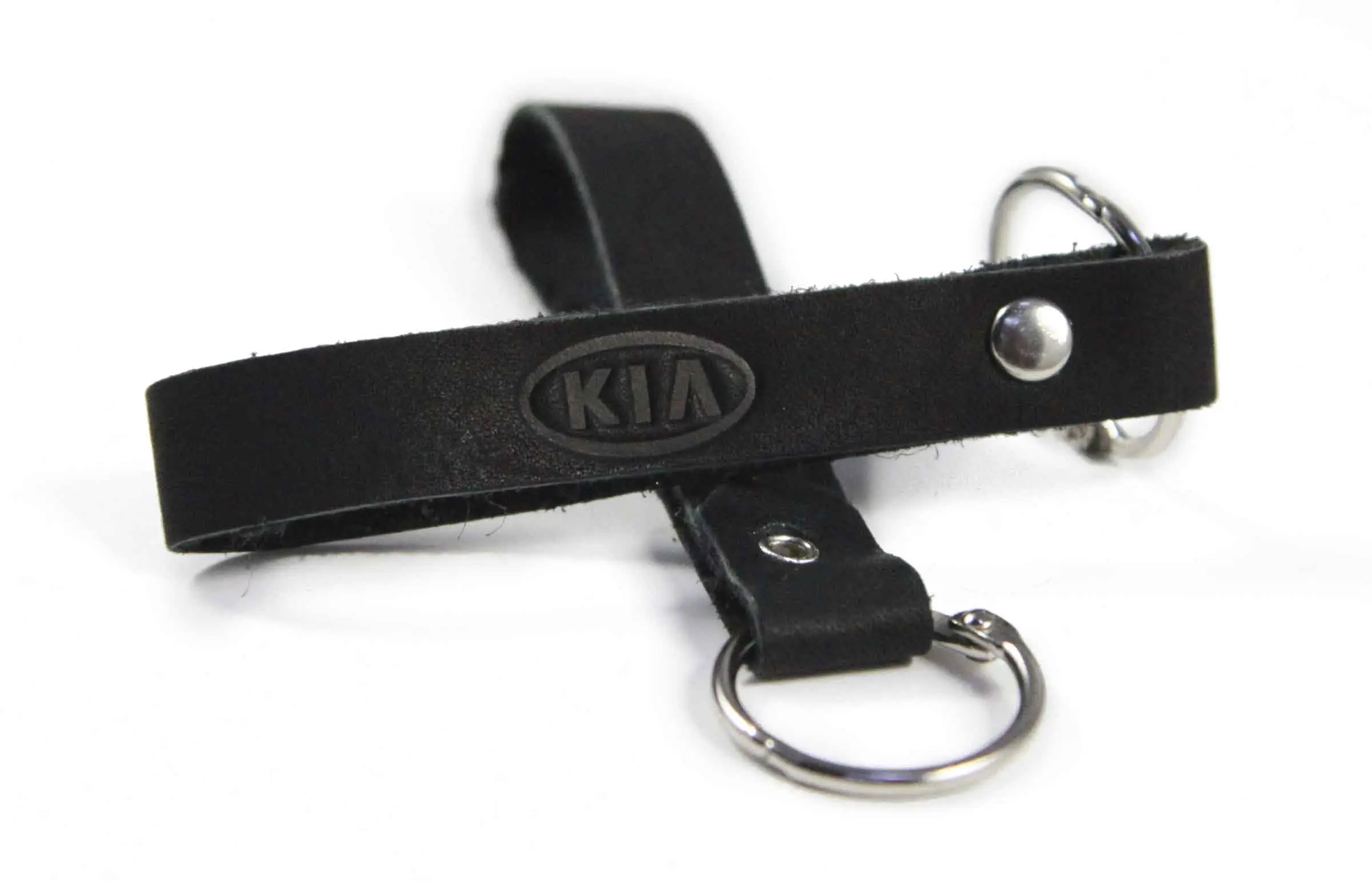 Брелок для ключей из натуральной кожи, черный, тиснение по коже конгрев "KIA"