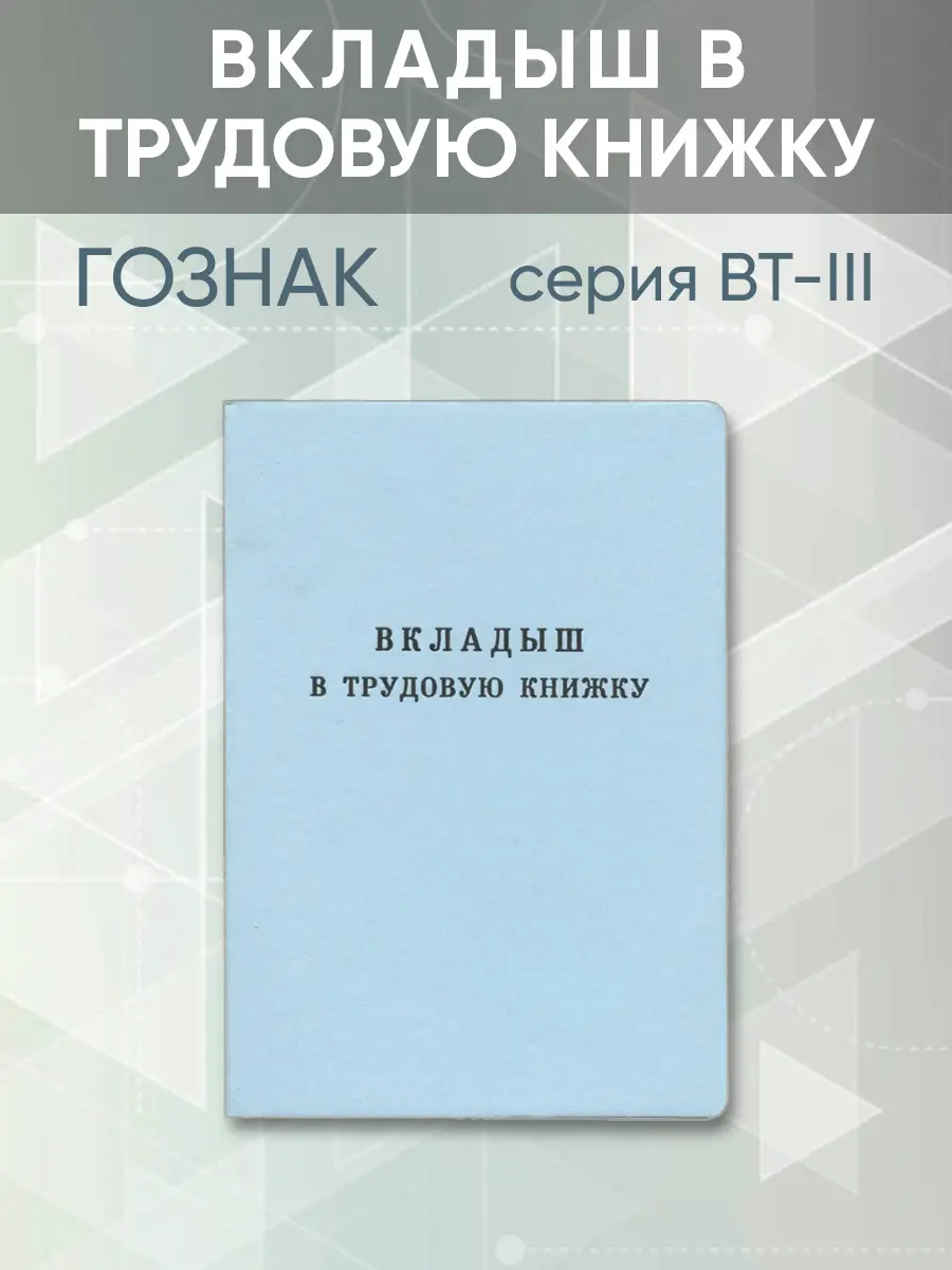 Вкладыш в трудовую книжку, действующего в настоящее время образца 2023 года