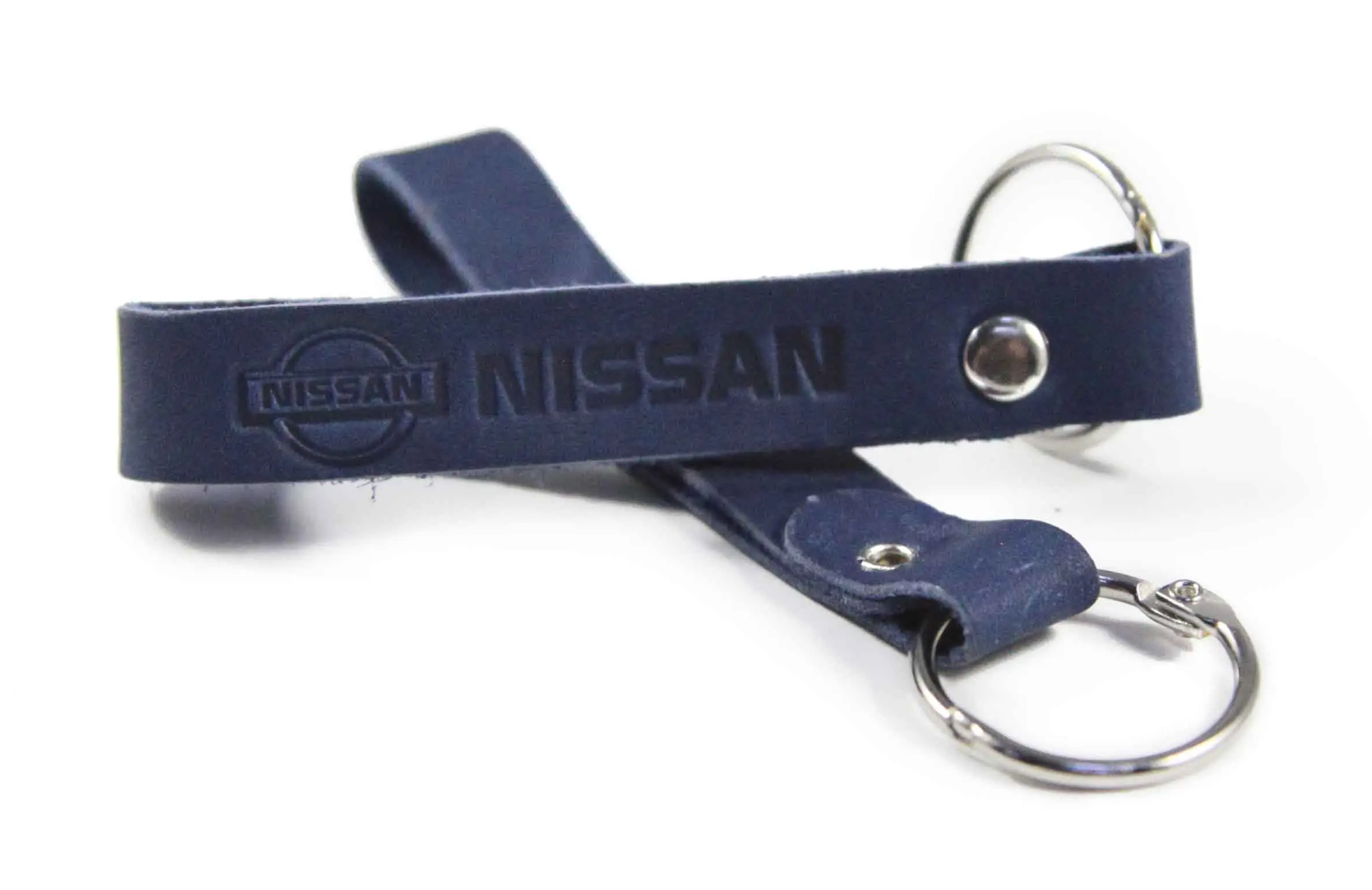 Брелок для ключей из натуральной кожи, синий, тиснение по коже конгрев "NISSAN"
