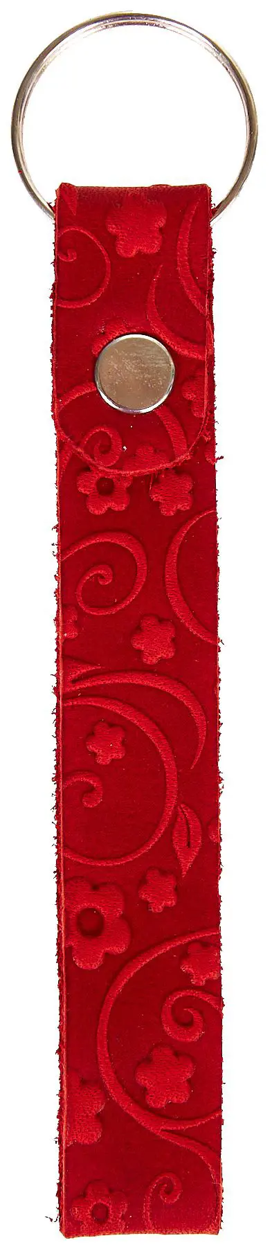Брелок для ключей из натуральной кожи, красный, тиснение по коже конгрев "Флаверс"