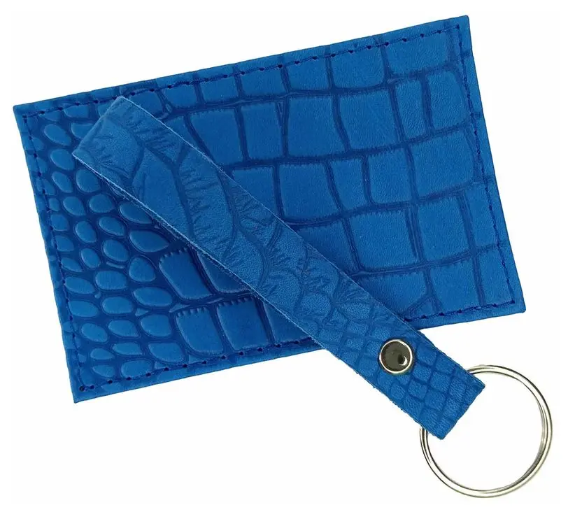 Брелок для ключей из натуральной кожи, голубой, тиснение по коже конгрев "Данди"