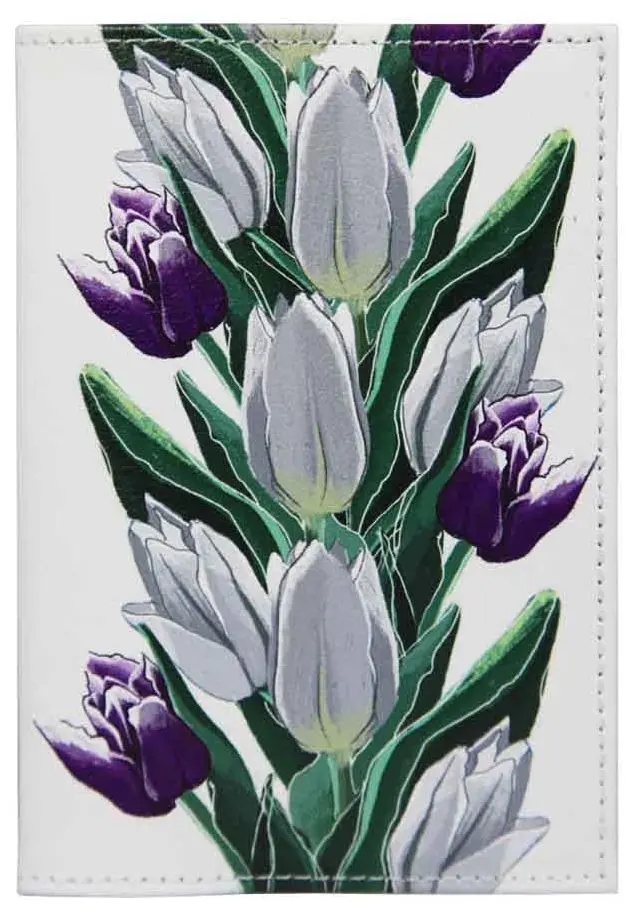 Обложка для паспорта из натуральной кожи, цветной рисунок по коже "Весна"