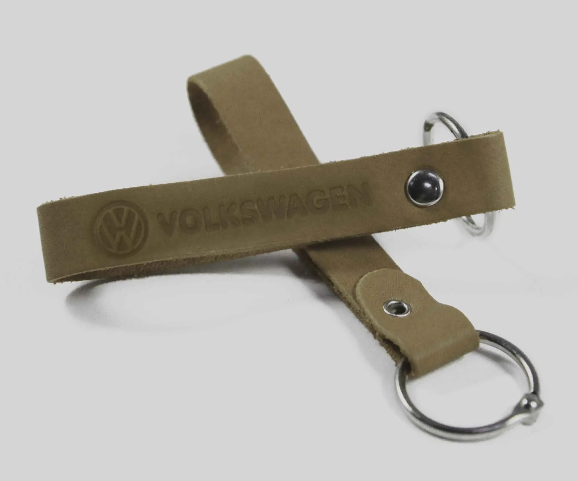 Брелок для ключей из натуральной кожи, оливковый, тиснение по коже конгрев "VOLKSWAGEN"