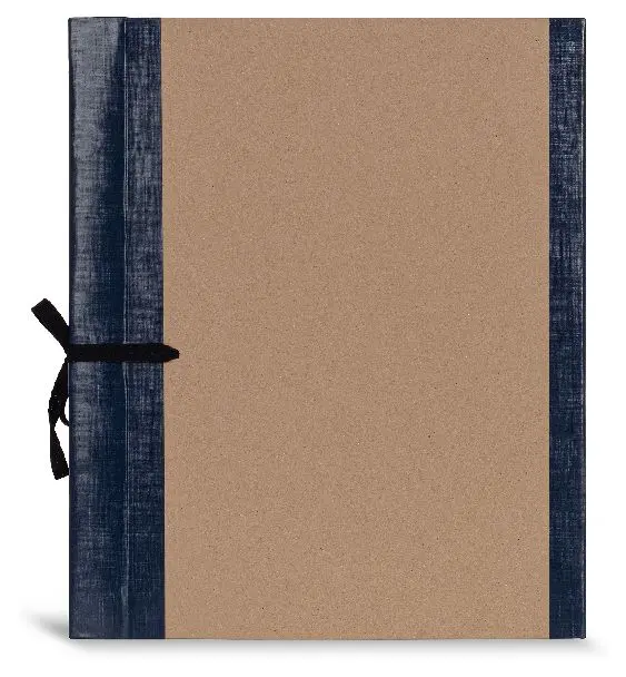 Архивная папка А4, 30 мм, крафт/бумвинил, с цельнокроенным гребешком, мягкие клапана, 4 завязки, синяя