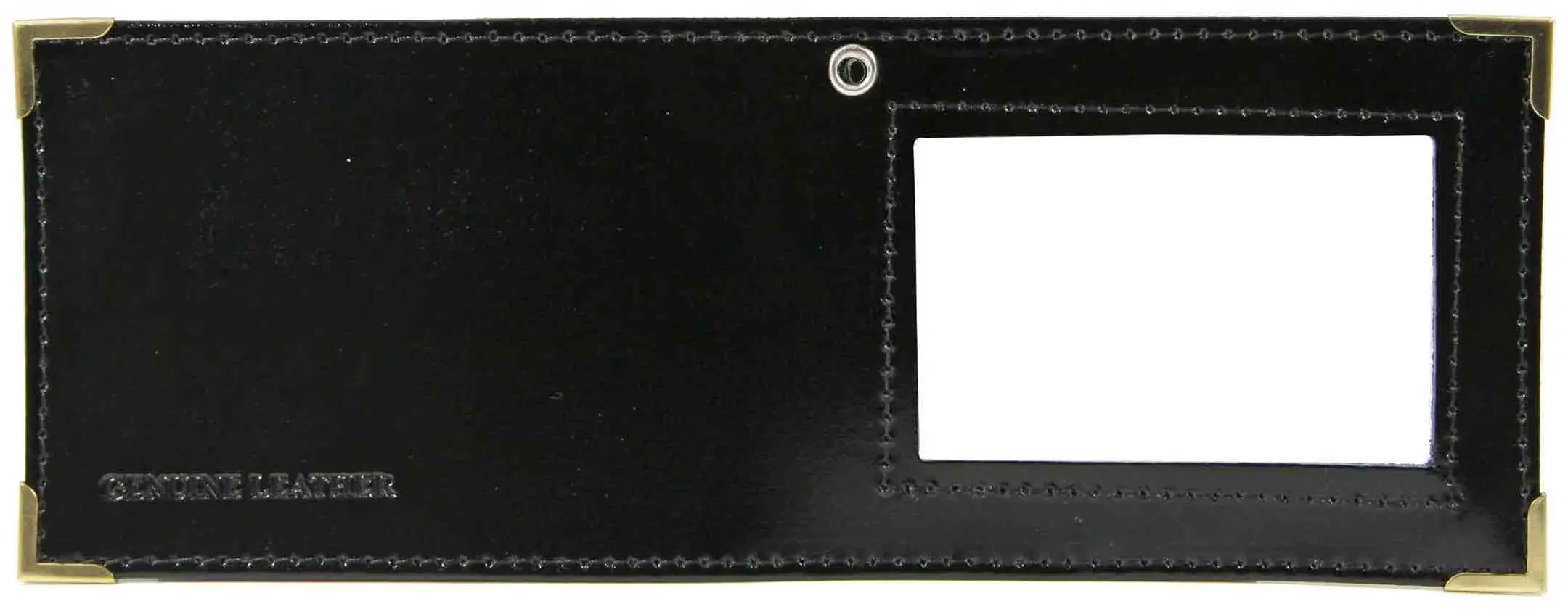 Обложка для удостоверения из натуральной кожи Шик, черный, с окошком, с металлическим люверсом