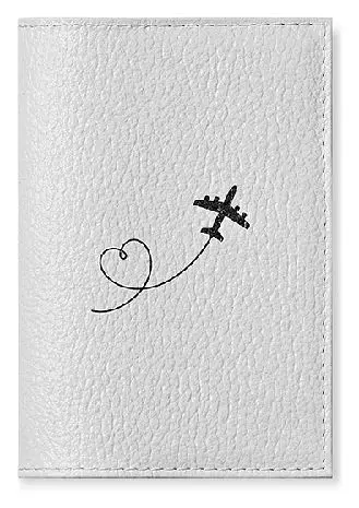 Обложка для паспорта из натуральной кожи, цветной рисунок по коже "Полет на белом"