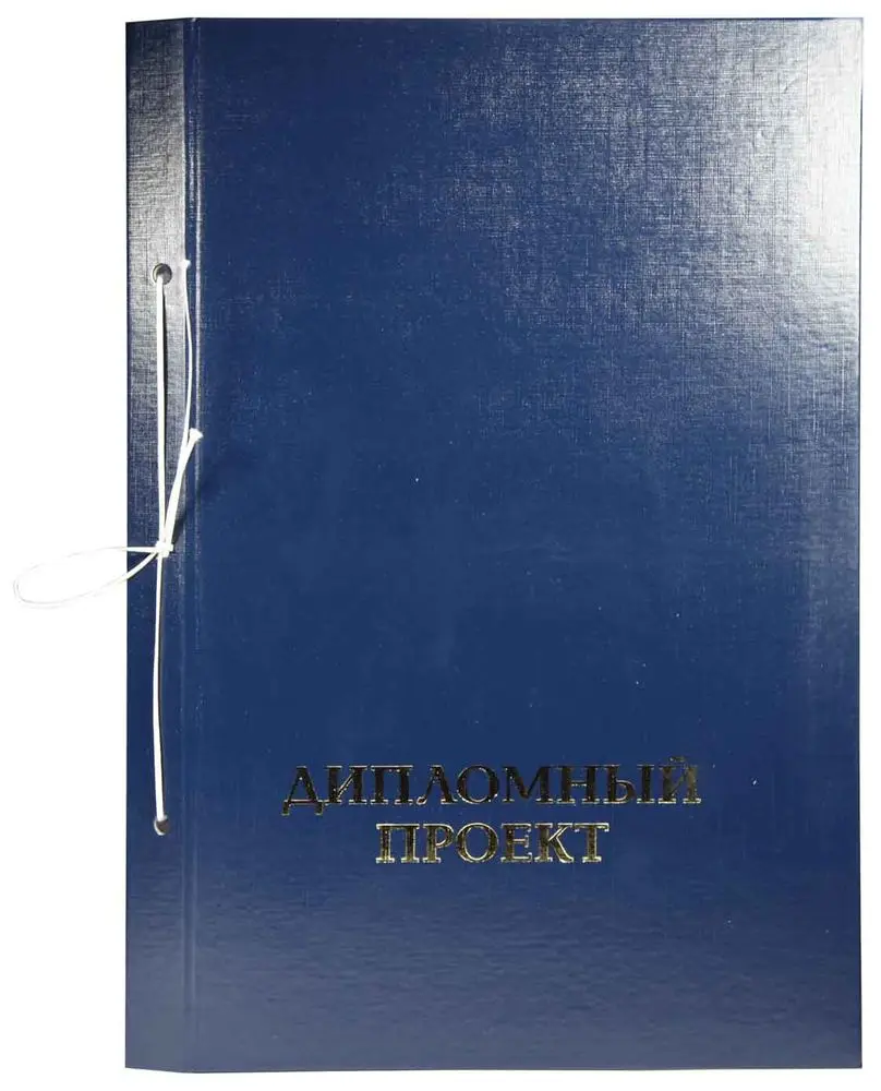 Папка-обложка для Дипломного проекта, бумвинил, корешок 20 мм жёсткий, синяя, сутаж