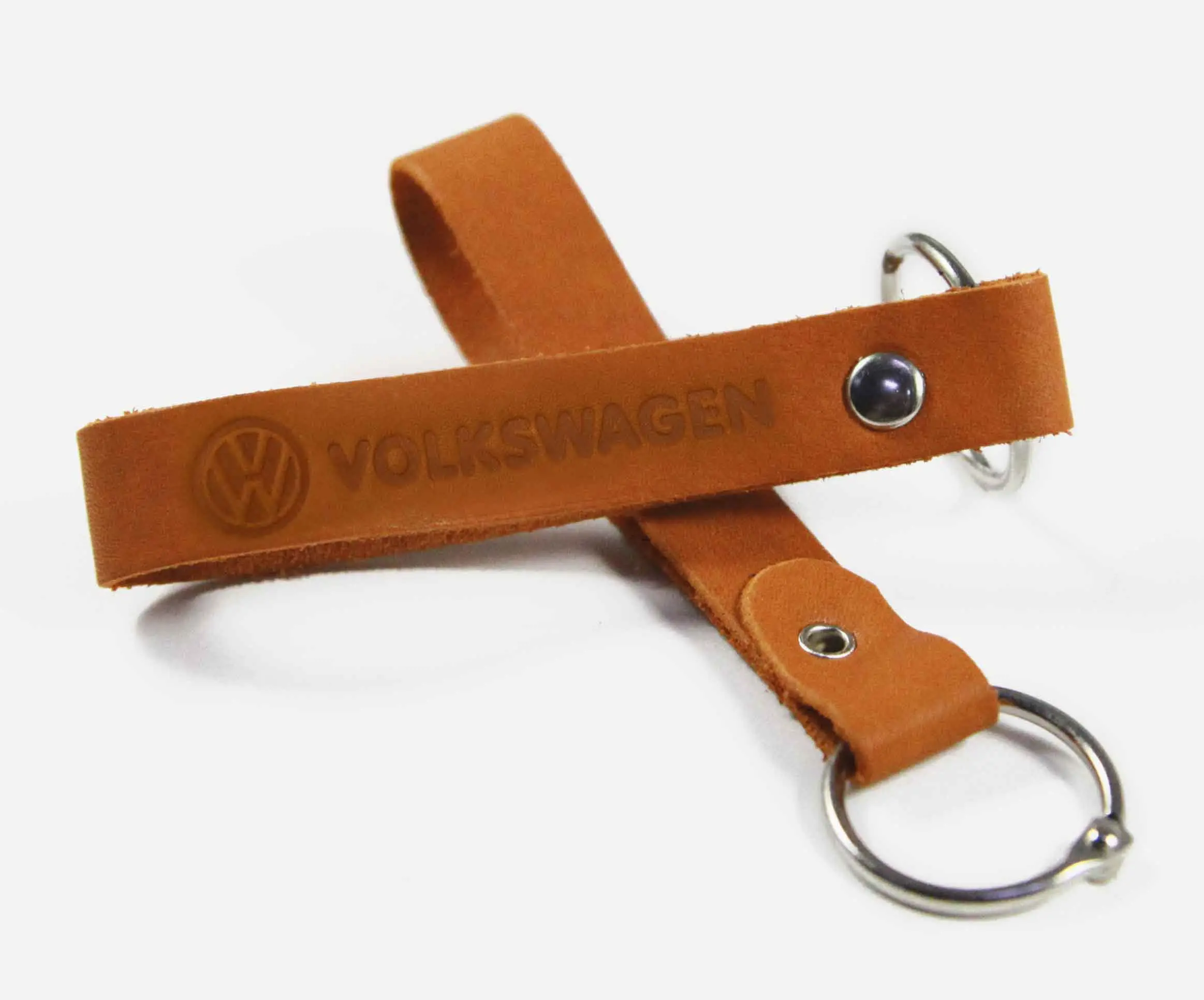 Брелок для ключей из натуральной кожи, рыжий, тиснение по коже конгрев "VOLKSWAGEN"