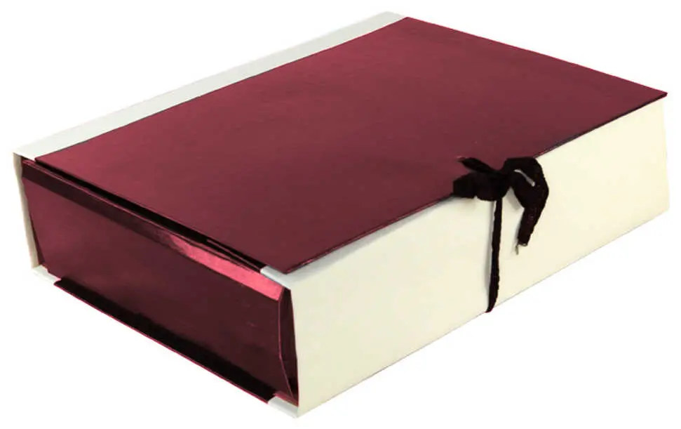 Архивная папка А4, 80 мм, бумвинил/коленкор, 4 завязки, бордовая