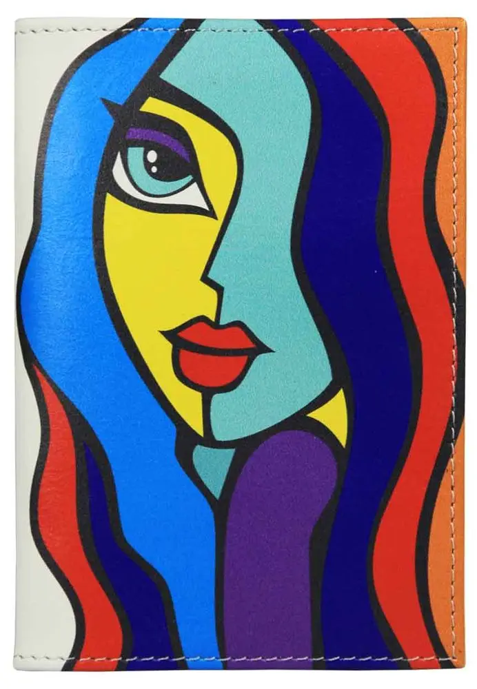 Обложка для паспорта из натуральной кожи, цветной рисунок по коже "Интрига"