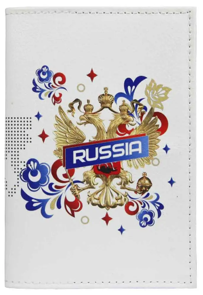 Обложка для паспорта из натуральной кожи, цветной рисунок по коже "Страна"
