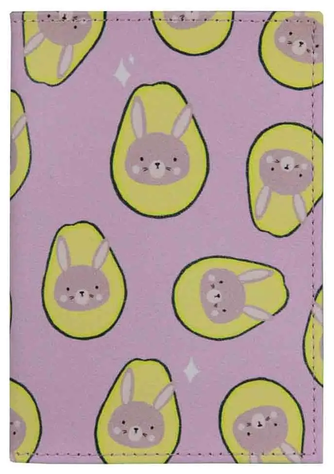 Обложка для паспорта из натуральной кожи, цветной рисунок по коже "Авокадо"