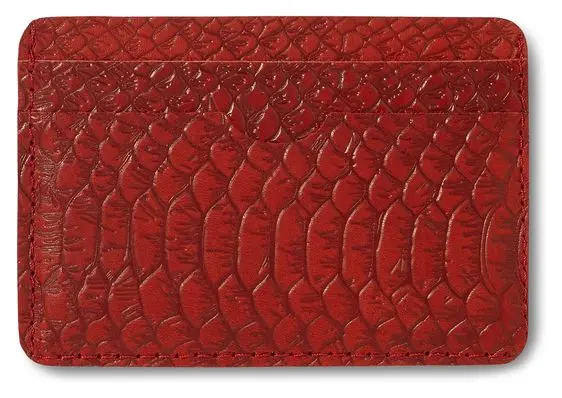 Картхолдер "Бетховен" из натуральной кожи, красный, пять отделений, тиснение "Питон"