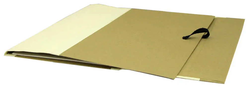 Архивная папка А4, 120 мм, крафт/коленкор, 4 завязки, белая