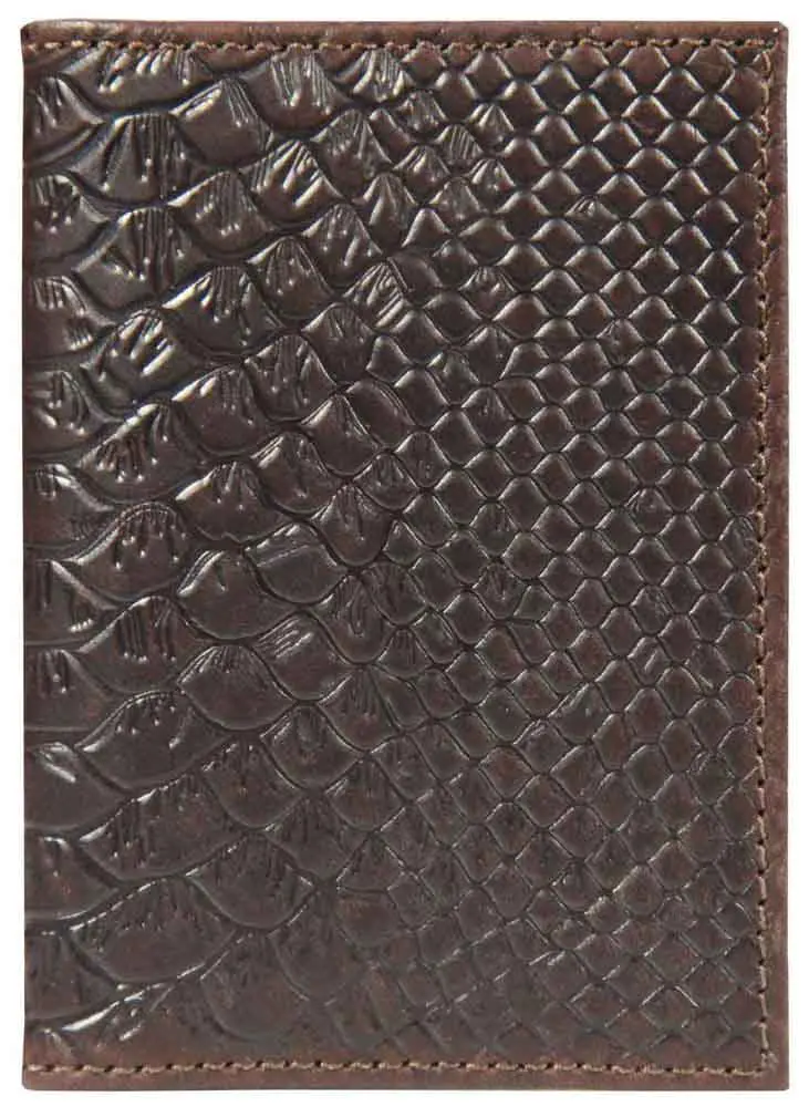 Визитница вертикальная 1 секц. (18 карманов) из натуральной кожи, коричневая, тиснение "Питон"