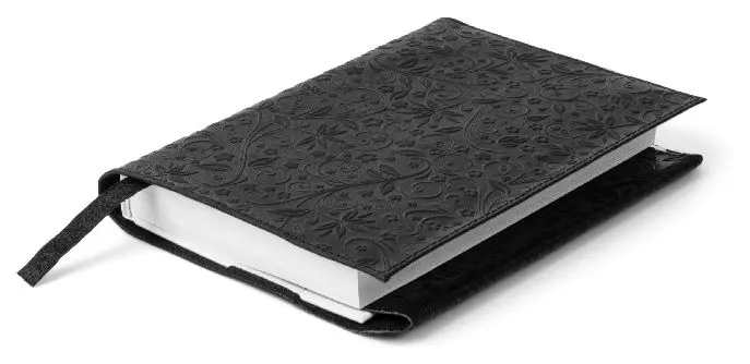 Обложка на ежедневник, формата А5, из натуральной кожи, черный, сплошное тиснение по коже "Флаверс"