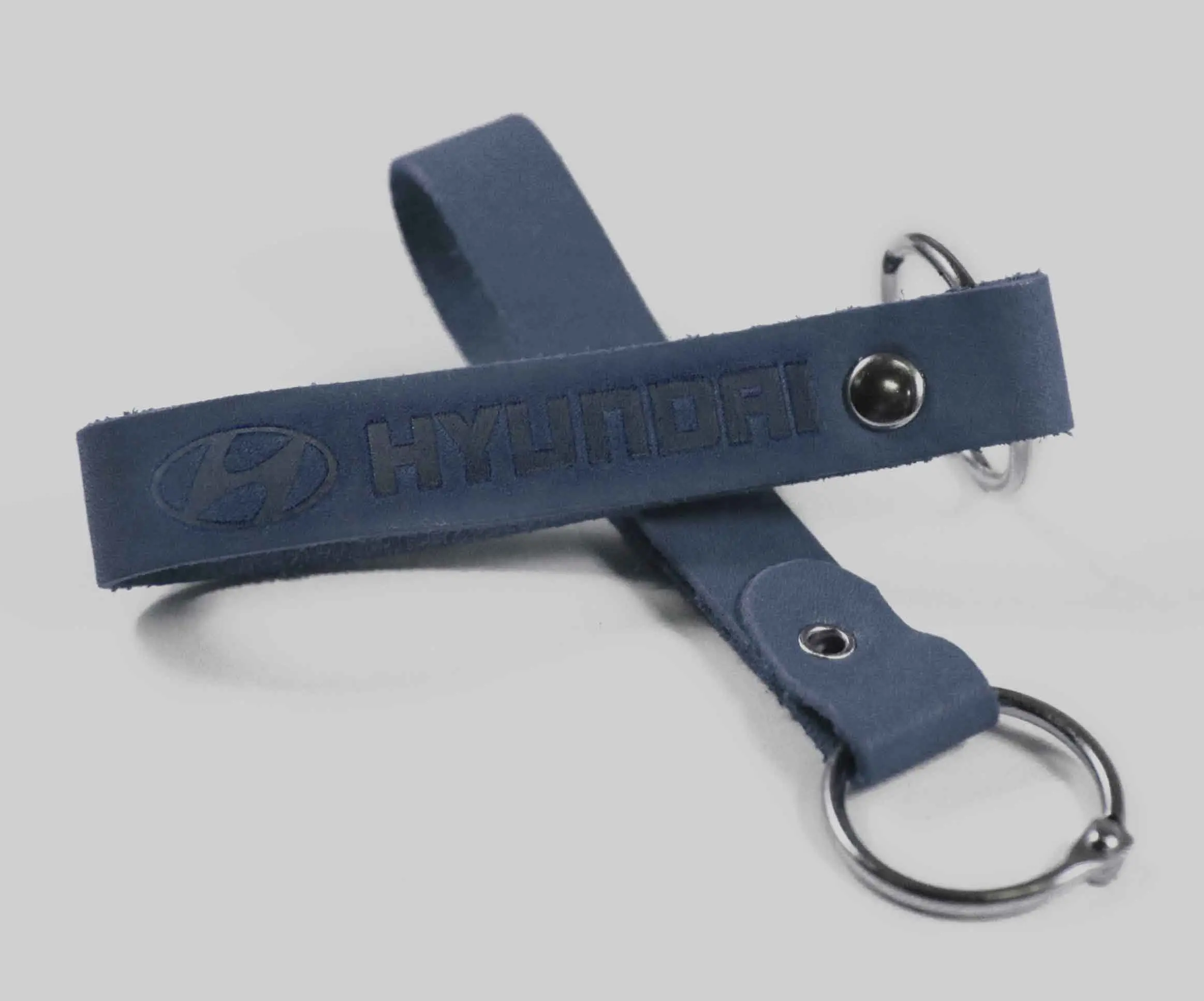 Брелок для ключей из натуральной кожи, синий, тиснение по коже конгрев "HYUNDAI"