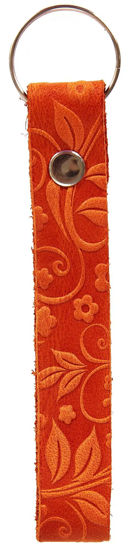Брелок для ключей из натуральной кожи, рыжий, тиснение по коже конгрев "Флаверс"