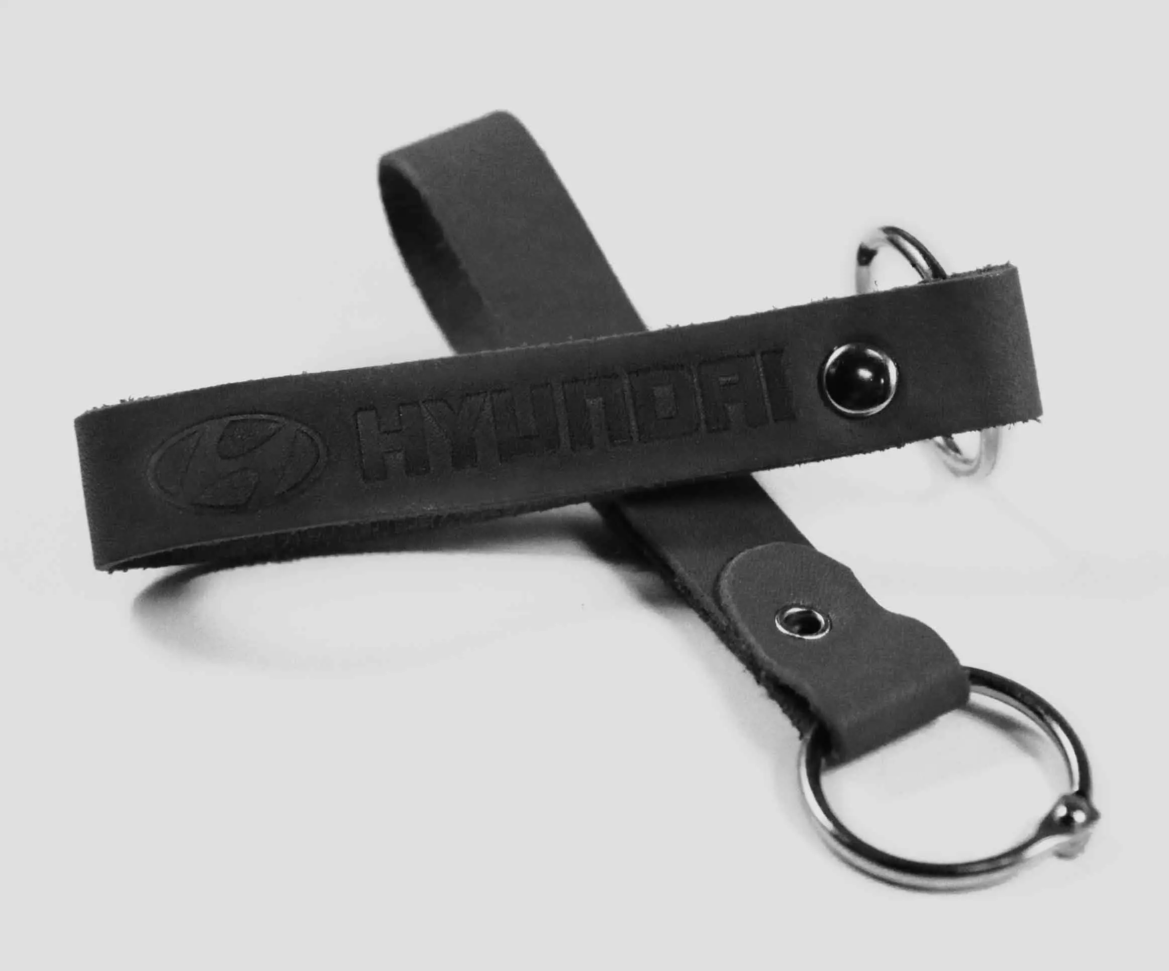 Брелок для ключей из натуральной кожи, черный, тиснение по коже конгрев "HYUNDAI"