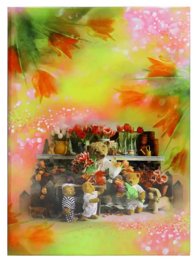 Папка адресная ламинированная А4 (пухлая) без тиснения Мишки с цветами