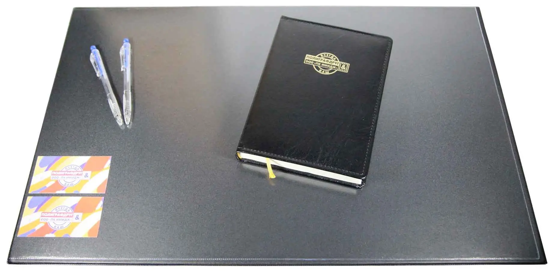 Коврик на стол (590*380 мм) ПВХ, черный, с прозрачным файлом