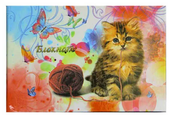 Блокнот ламинированный, Котенок, (18см*12см) горизонтальный