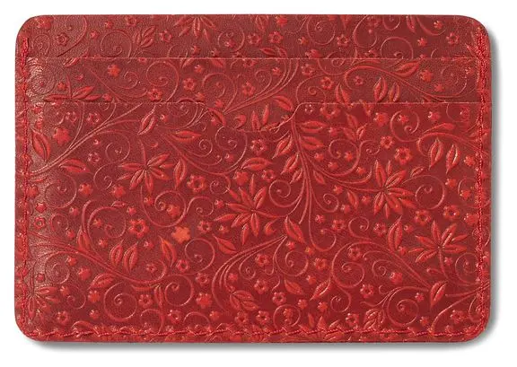 Картхолдер "Бетховен" из натуральной кожи, красный, пять отделений, тиснение "Флаверс"