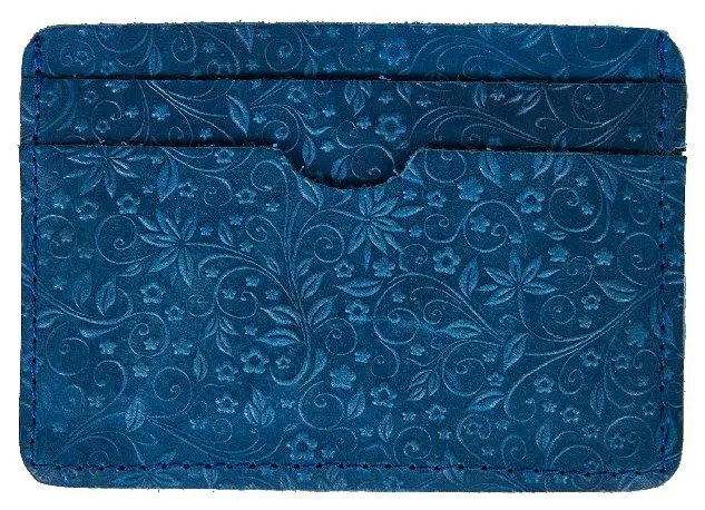 Картхолдер "Бетховен" из натуральной кожи, голубой, пять отделений, тиснение "Флаверс"