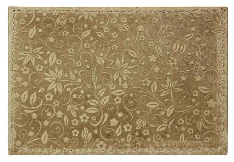 Обложка для проездного билета из натуральной кожи, бежевый, сплошное тиснение по коже "Флаверс"