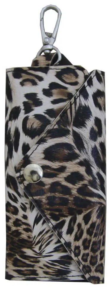 Ключница, иск. материалы, на кнопке, леопард коричневый