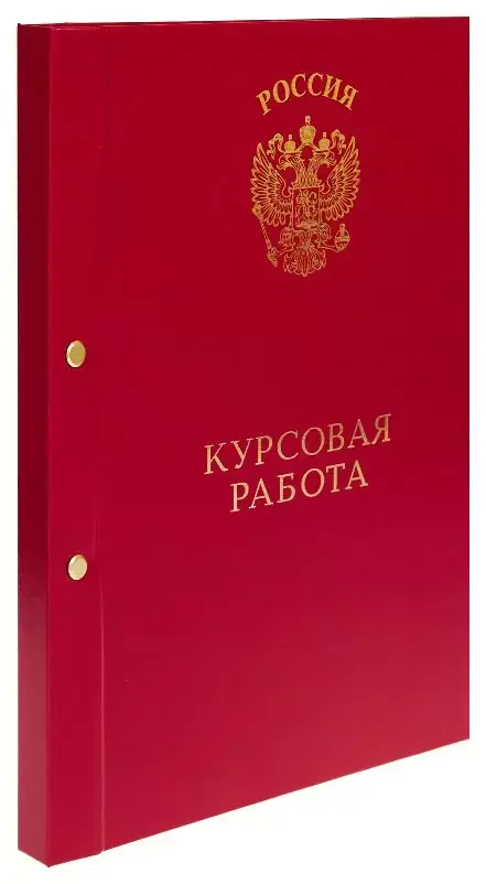 Папка-обложка для Курсовой работы, бумвинил, корешок 20 мм жёсткий, бордовая, на 2-х болтах